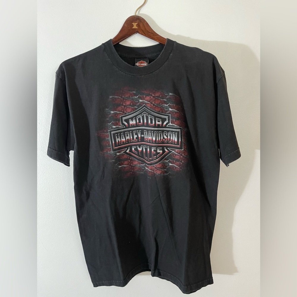 Vintage 2002 Harley Davidson Motorcycle Graphic T Shirt Orlando Y2K Size L